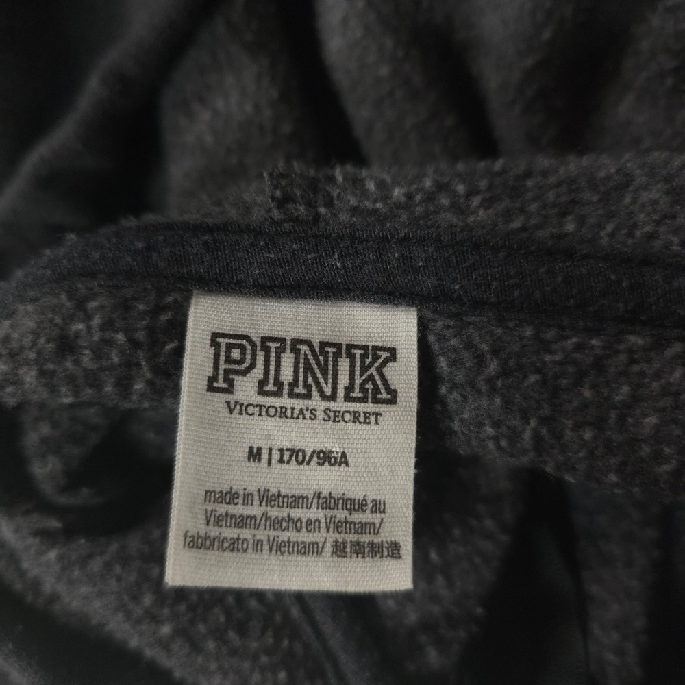 Victorias Secret PINK Hoodie Size Medium Full Zip‎ Logo Sweatshirt Gray - Picture 7 of 9